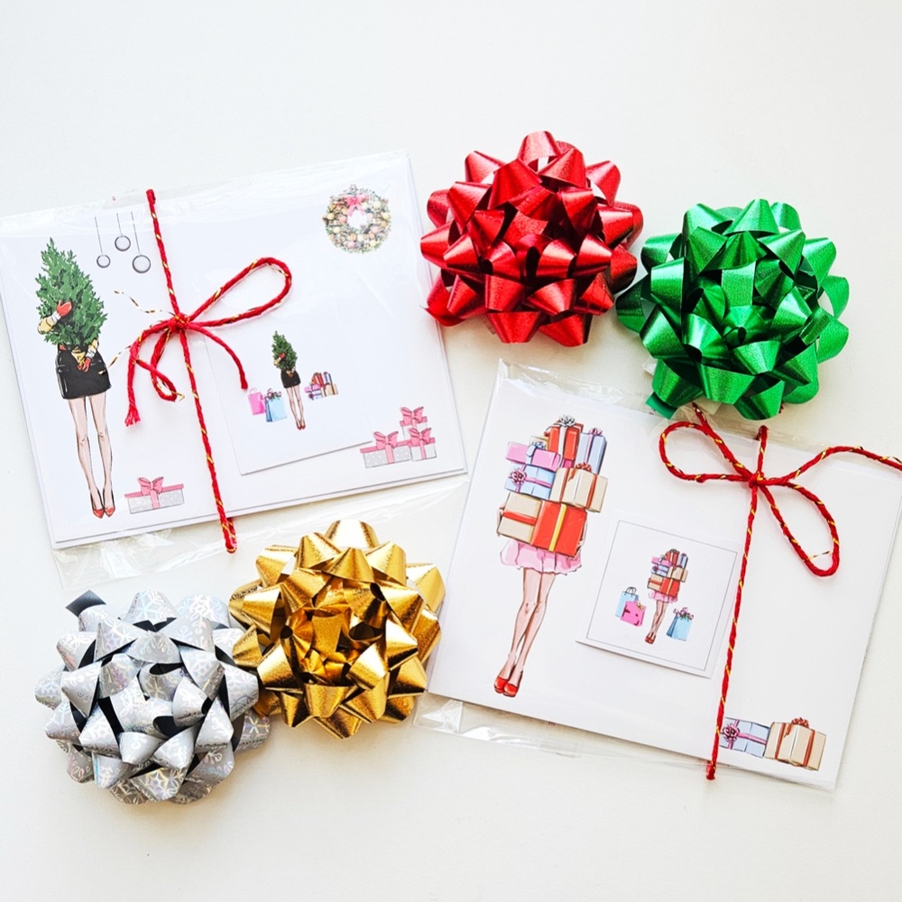x12 Fashion Christmas Card Set | Holiday Boxed Set Sticker Envelope Fashionista